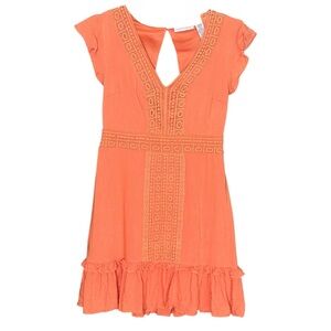 Sincerely Jules Coral Crochet Trim Mini Dress – Size Small